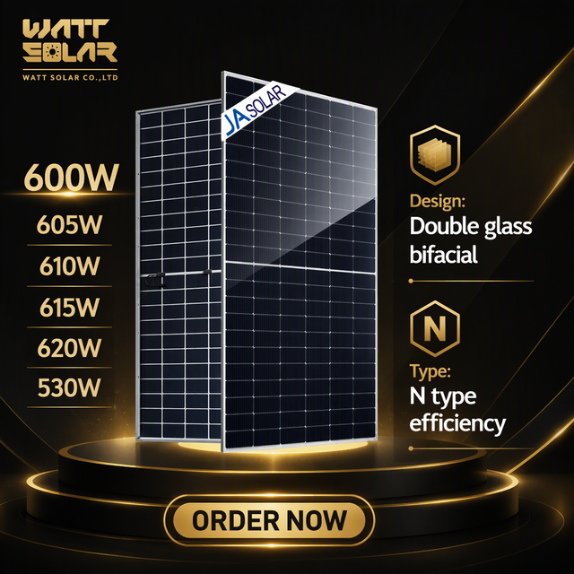 JA High-Quality Bifacial Solar Panels 600W, 605W, 610W, 615W, 620W 630W; Solar Panels for Home Energy Systems