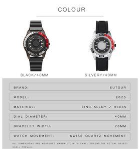 EUTOUR 025 Orologio da Uomo Nero con Tecnologia Magnetica, Minimalista, Innovativo, con Sfera in Acciaio, Senza Quadrante, Orologio al Quarzo alla Moda - Product Image 3