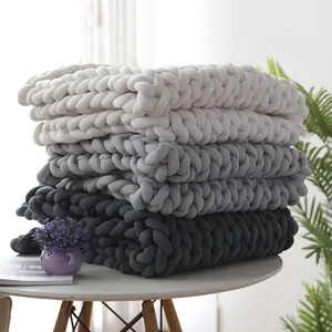 Ins sıcak el yapımı dokuma tüp DIY atmak duyusal tıknaz örme ağırlıklı battaniye ev dekor için