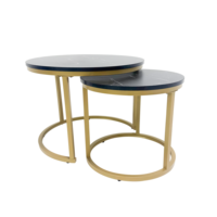 Table basse ronde de luxe moderne avec pied en acier inoxydable doré et dessus en verre convertible assemblage facile pour le salon