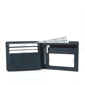 Carteira Masculina Tri-fold em Couro PU com Zíper, Múltiplos Slots para Cartões, Janela para Identidade, Carteira de Negócios para Dinheiro e Cartões - Product Image 6