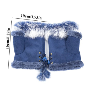 Women Winter Warm <b>Gloves</b> Sexy Faux Rabbit <b>Fur</b> Hand Wrist Warmer Fingerless <b>Gloves</b> Suede Women Mittens Warm Wrist <b>Gloves</b> D-003 - Product Image 6