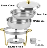 Réchaud à alcool rond doré de haute qualité, auto-chauffant, isolant thermiquement, pour la restauration commerciale, les restaurants et les banquets