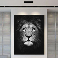 Art mural abstrait moderne représentant un lion, peinture personnalisée imprimée en UV, grande taille pour la décoration de la maison, cadre en alliage d'aluminium de qualité supérieure