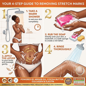 Savon pour le corps massant réduisant l'apparence des vergetures avec collagène, huile d'argan, élastine et beurre de cacao - Product Image 2