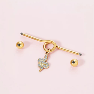Großhandel Edelstahl Gold Piercing Bars Industrie 14G 38Mm Schlange Schmetterling Mond Ohr Piercing Schmuck - Product Image 3