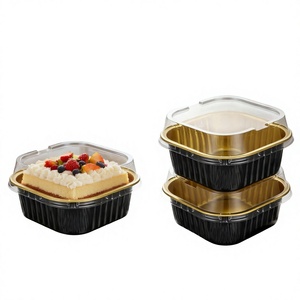 Gobelets jetables carrés en plastique PET XC Y33 170 ml avec couvercle en aluminium, adaptés au micro-ondes, qualité alimentaire - Product Image 3