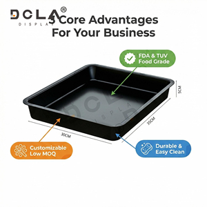 Plateau de présentation en ABS noir 15,7"L x 7,87"l x 3,54"H pour <span class=keywords><strong>boucherie</strong></span> et supermarché - Product Image 6
