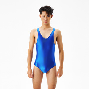 ชุดว่ายน้ำวั<span class=keywords><strong>น</strong></span>พีซผู้ชายแบบมั<span class=keywords><strong>น</strong></span>เงา แข<span class=keywords><strong>น</strong></span>กุด คอรูปตัวยู ชุดว่ายน้ำบอดี้สูทสำหรับชายหาด สระว่ายน้ำ ชุดว่ายน้ำวั<span class=keywords><strong>น</strong></span>พีซผู้ชาย - Product Image 3