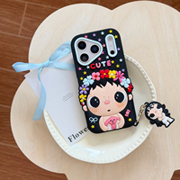 Coque de téléphone antichoc en silicone motif Fille Fleur Mignonne avec pendentif pour iPhone 17 Pro Max 16 15 Pro Max 14 13