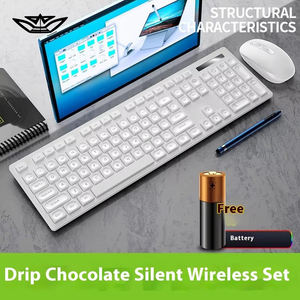 ชุดคีย์บอร์ดและเมาส์ไร้สายสำหรับเล่นเกม LVKIDRON สีดำ/ขาว ดีไซน์บางเบา ความถี่ 2.4GHz ปุ่มกดแบบฝัง กันน้ำ เหมาะสำหรับธุรกิจ - Product Image 4