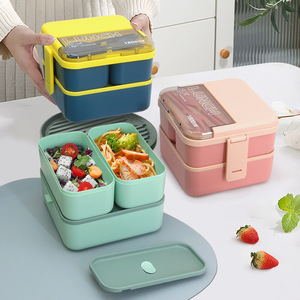 1800ml thực phẩm cầm tay container cho người lớn trường học với bộ đồ ăn trẻ em nhựa Bento ăn trưa Box <span class=keywords><strong>Set</strong></span> - Product Image 1