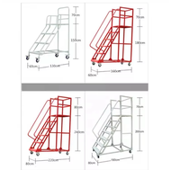 Échelle industrielle mobile avec construction en acier isolé, capacité de 150 kg, 10-12 marches, design moderne pour usage en entrepôt