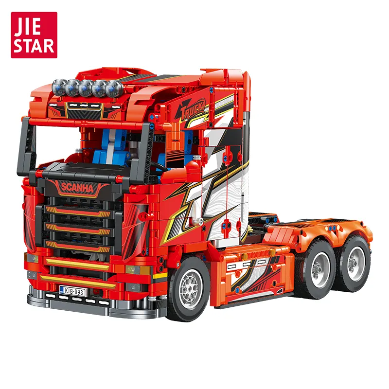 JIESTAR oyuncaklar çift versiyonu Rc teknik Scania traktör kamyon mühendisi yapı taşı tuğla Set yetişkin erkek ağır kamyon oyuncak