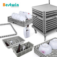 Étagère de rangement multifonctionnelle pour restaurant en PP à 16 compartiments pour verres à vin et vaisselle, compatible lave-vaisselle