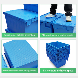 Conteneur de stockage en <span class=keywords><strong>plastique</strong></span> <span class=keywords><strong>avec</strong></span> <span class=keywords><strong>couvercle</strong></span> attaché, empilable, recyclable, emboîtable, durable, pour entrepôt, usine - Product Image 3