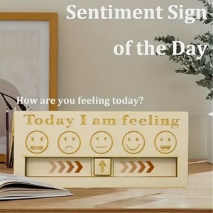 Letrero de Madera Plano 2D con Expresión de Emociones, <span class=keywords><strong>Hoy</strong></span> Me Siento con 5 Símbolos de Emociones, Decoración Educativa para Pared y Regalo Familiar - Product Image 1