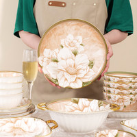 Service de table en céramique de style nordique, 55 pièces, luxe léger, bols, assiettes, vaisselle, pour la maison, cadeau de pendaison de crémaillère