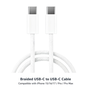 Cable USB-C a USB-C Trenzado de Carga Rápida, Cable de Datos de Nailon Tipo C a C para MacBook, <span class=keywords><strong>iPad</strong></span>, Samsung, Pixel, Logotipo Personalizado OEM/ODM - Product Image 1