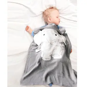 超柔软矮胖针织毯野餐毯婴儿用品针织可爱大象儿童3D毯