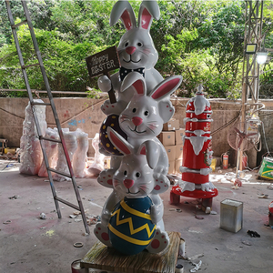 Coniglio Pasquale e Uovo in Fibra di Vetro, Grande e Resistente, Decorazione per Esterni di Hotel per le Festività Primaverili e Pasquali - Product Image 3