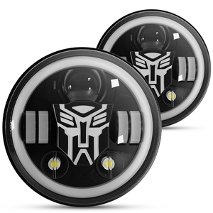 HYNBYZJ para Jeep Wrangler JK <span class=keywords><strong>Lada</strong></span> <span class=keywords><strong>Niva</strong></span>, Faro LED Redondo de 7 Pulgadas, Luz de Coche con Halo, Ojos de Ángel, DRL, Señal de Giro Ámbar, Lámpara Delantera - Product Image 1