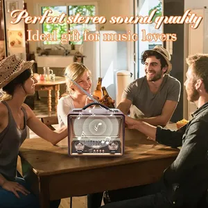 Radio rétro vintage R-2055 AM/FM/SW multi-bandes, lecteur MP3 1800mAh, fente USB/TF, haut-parleur portable - Product Image 3