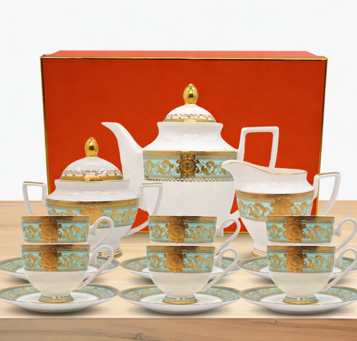 Yun cui-seis tazas seis platos 17 piezas caja de regalo