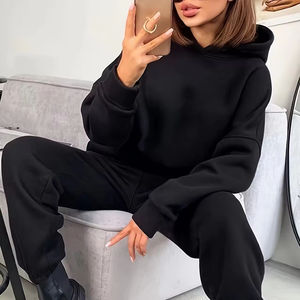 Conjunto de Sudadera con Capucha y Pantalones Deportivos de Alta Calidad para Mujer, Personalizable, de 2 Piezas, de Terciopelo, con Estampado de Leopardo Vintage y Cuentas, Informal - Product Image 5