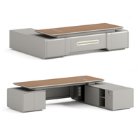 Ensemble de mobilier de bureau design moderne, bureau de direction et chaise, tables de bureau modulaires en bois en forme de L et ensemble de chaises