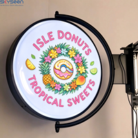 Boîte à lumière LED avec cadre métallique rotatif personnalisé SKYSEEN, impression 3D du logo, enseigne commerciale extérieure, boîte à lumière en aluminium, publicité pour les magasins