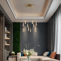 Lustre LED en cristal moderne et minimaliste de luxe pour hôtel, escalier en colimaçon, villa duplex, salon, chambre à coucher