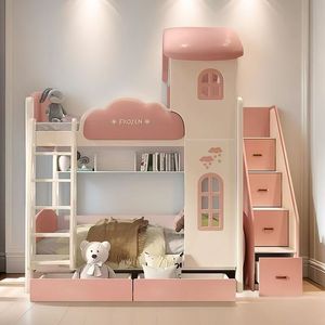 Lit Château Princesse Rose de Luxe Dernière Génération 2026 – Ensemble de Meubles de Chambre pour Filles avec Lit Superposé - Product Image 1