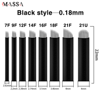 Нано-лезвия MASSA 18u, 0,18 мм, черные U-образные перманентные иглы для нанесения татуировок для ручного микроблейдинга бровей