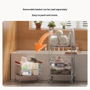 Panier <span class=keywords><strong>de</strong></span> <span class=keywords><strong>rangement</strong></span> pour vêtements sales, style médiéval haut <span class=keywords><strong>de</strong></span> gamme, luxe léger, en métal et bois, pour <span class=keywords><strong>salle</strong></span> <span class=keywords><strong>de</strong></span> <span class=keywords><strong>bain</strong></span>, panier à <span class=keywords><strong>linge</strong></span> - Product Image 3