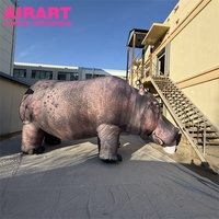 Hippopotame Gonflable Géant Réaliste, Modèle d'Hippopotame Gonflable pour la Publicité et la Décoration avec Impression par Sublimation Intégrale