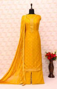 Costume Salwar en soie Jacquard de viscose pure au design moderne, parfait pour le festival, le mariage, la collection exclusive de l'Inde - Product Image 6