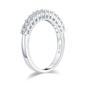 Anelli di moda mezza eternità fascia classica fede nuziale 925 argento Sterling 2.0mm anello di Zirconia cubica per ragazza - Product Image 3
