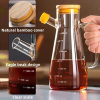 Pot minyak kaca borosilikat tinggi dengan pegangan botol botol minyak dapur