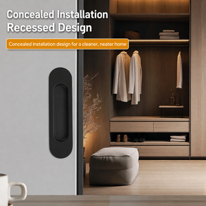 Ensemble de serrures coulissantes double face en acier inoxydable avec poignée encastrée et verrouillage d'intimité pour portes en bois de salle de bain et de cuisine - Product Image 2