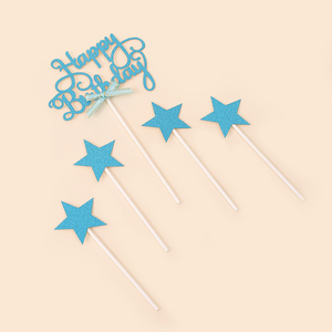 Decorazione per torta in carta glitterata da 210 g/m² con scritta '<span class=keywords><strong>Buon</strong></span> <span class=keywords><strong>Compleanno</strong></span>' in confezione OPP, OEM o ODM. - Product Image 1