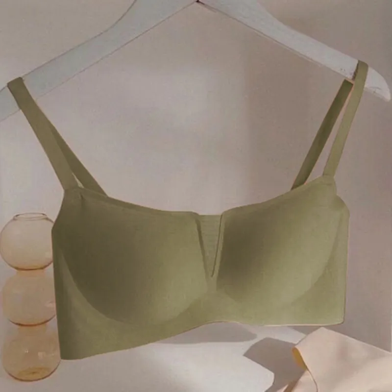 Japanese Thin Seamless Underwear Without Steel Ring And Small Breasts Gather Students' Thin Triangular Cup Sleep Bra