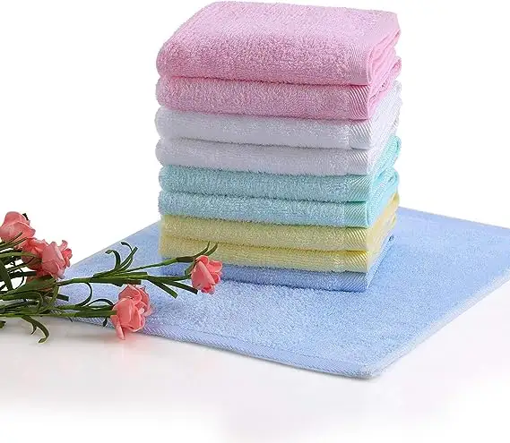Soft-Comfortable Absorbent Fingertip Bamboo Wash Cloths Set of 10 Pack Face Towel 12" x 12" for Newborn Baby
