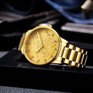 Luxury Gold Men's <b>Automatic</b> Watch 3D Sailing Boat Embossed Dial Stainless Steel Waterproof Luminous Business <b>Wristwatch</b> - Product Image 3