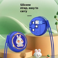 Câble de charge rapide trois-en-un personnalisable avec écouteurs, design mignon de lapin spatial pour iPhone et support de téléphone, gaine en TPE