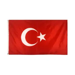 カスタムロゴポリエステルサテン印刷屋外デザイントルコ国旗