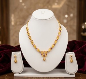 DIVYORO Gold Plated Butterfly Motif <b>Necklace</b> Set with <b>Ruby</b> Accents Luxury Ethnic Bridal Jewelry for Women Wedding Ceremony - Product Image 1