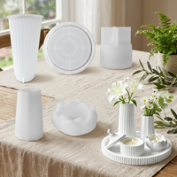 Kit de moule en silicone pour plateau de vase, support de bougie, pot de fleurs, en plâtre et ciment, antiadhésif, pour décoration de bureau