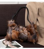 Sac à bandoulière de luxe pour femme en fausse fourrure de renard, sac hobo moelleux à porter sous le bras avec sangle en cuir, sac à main en fausse fourrure écologique