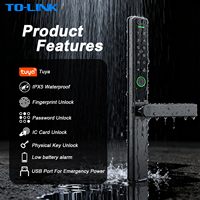 Kunci Pintu Geser Elektronik Tuya Wifi Smart Lock untuk Pintu Kaca dengan Bingkai Aluminium Kecil